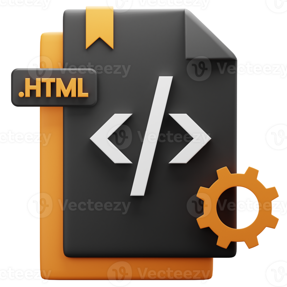 html document file 3d Icon. 3D icon HTML document file. HTMl file format 3d render. html symbol 3d icon. png
