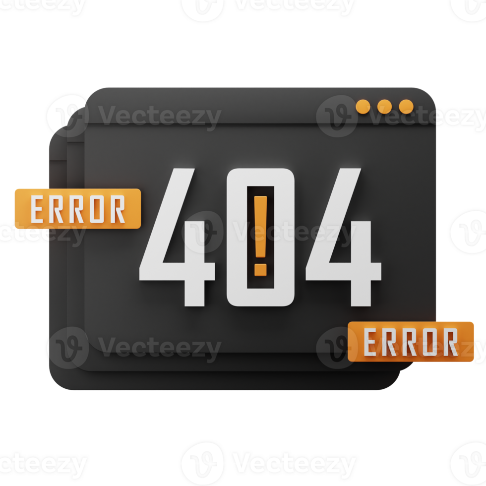 error 404 3d icon. error website 3d icon render. website error icon. 404 error page not found. Website page 404 illustration render. png