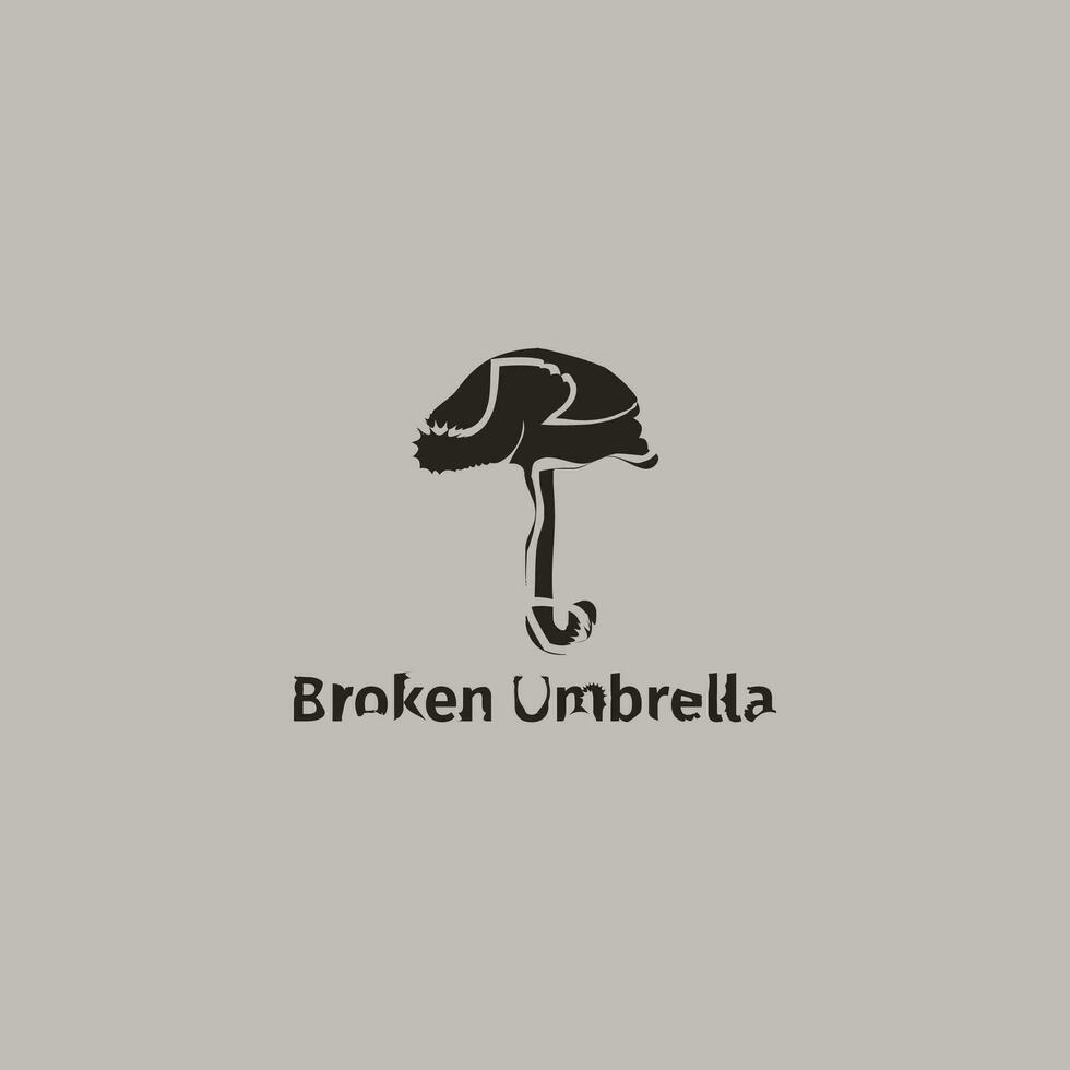Broken umbrella logo with apprehensive shape. vector