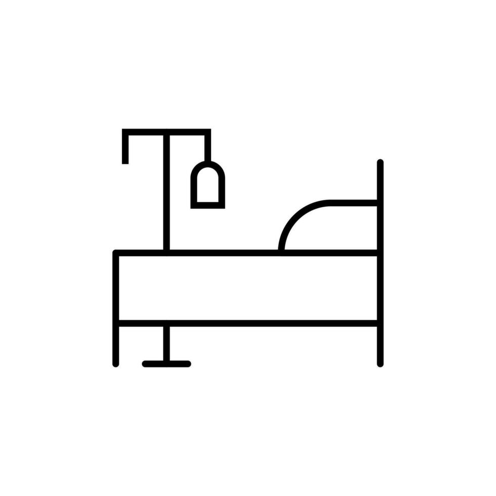 Dropper and Bed in Hospital Line Icon. Editable stroke. Suitable for various type of design, banners, infographics, stores, shops, web sites vector