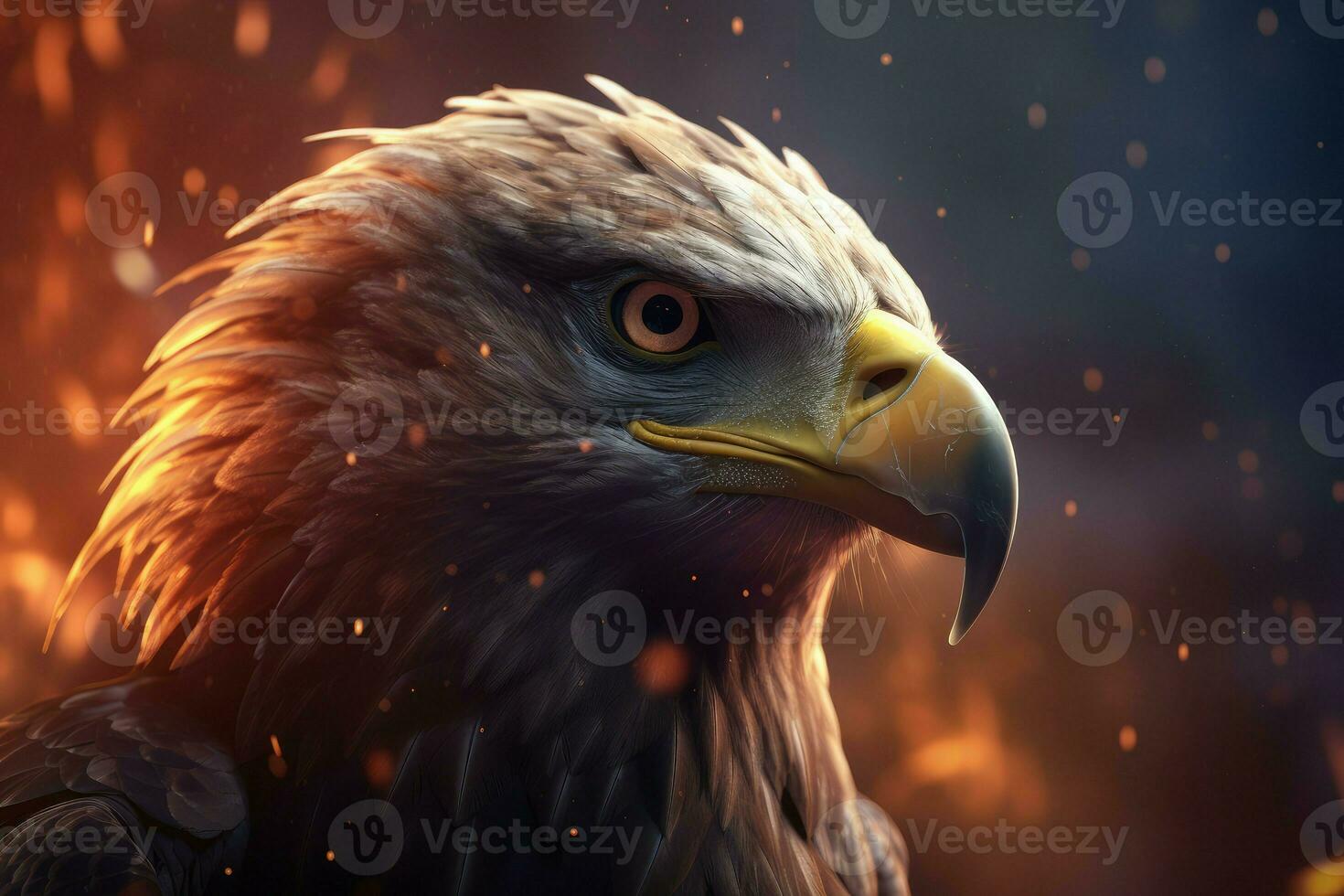 águila desde fuego ligero. generar ai foto