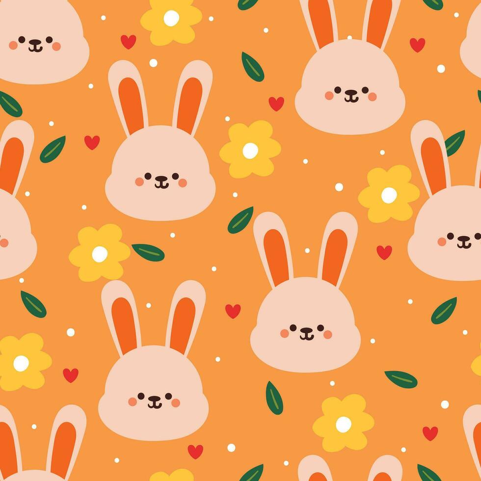 seamless pattern cartoon bunny and flower. cute animal wallpaper for textile, gift wrap paper vector