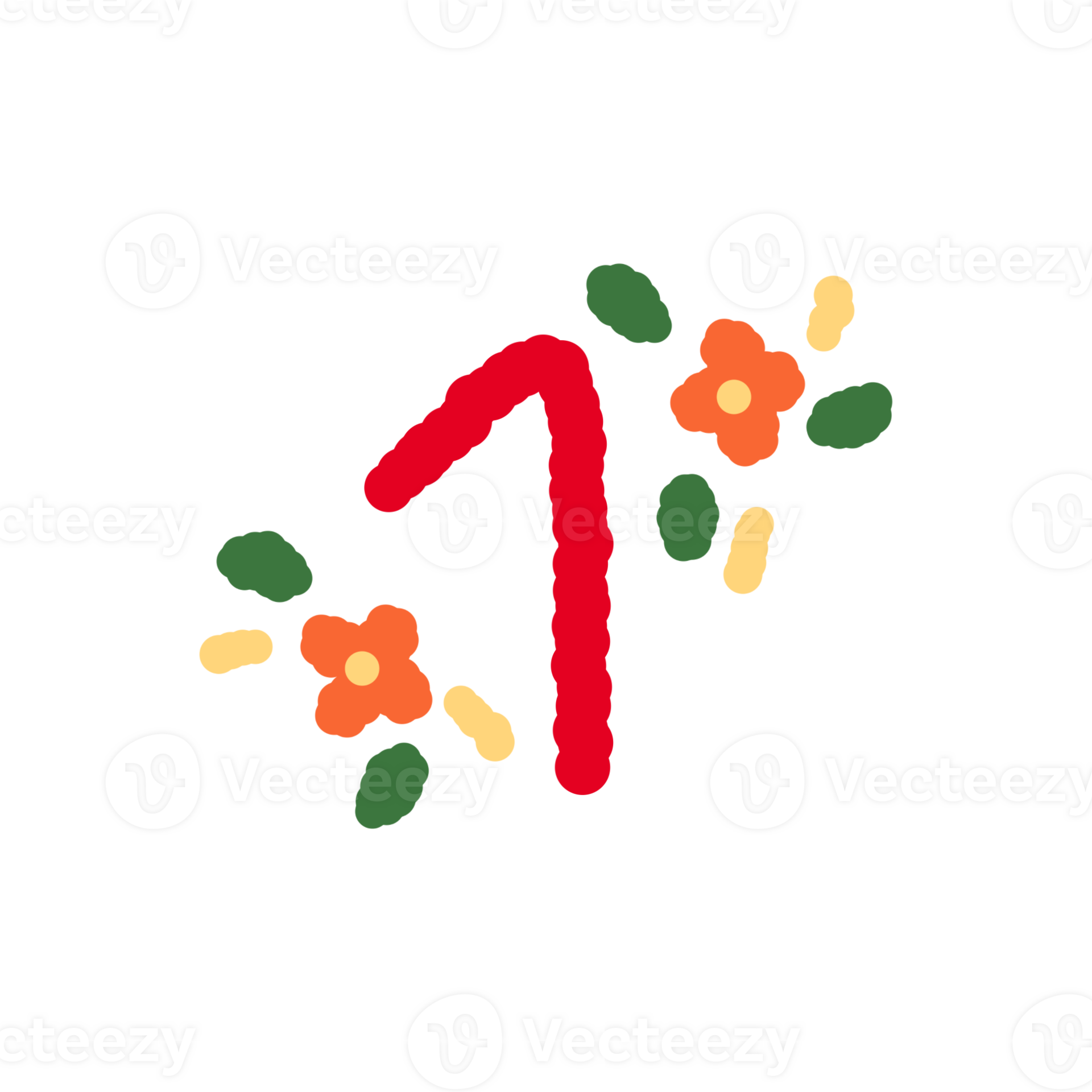 Number 1 with flower design 28700542 PNG