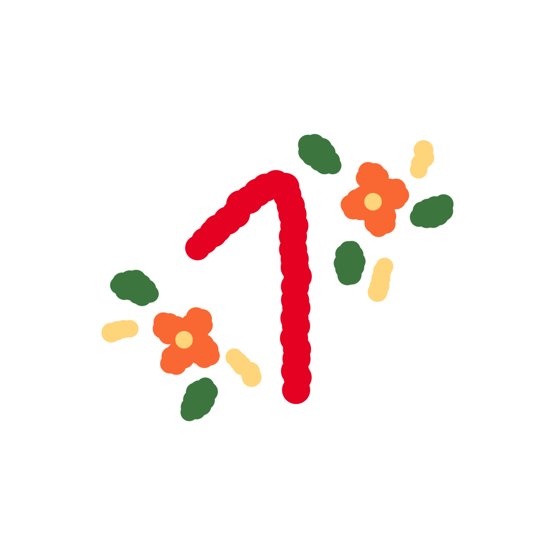 Number 1 with flower design 28700542 PNG