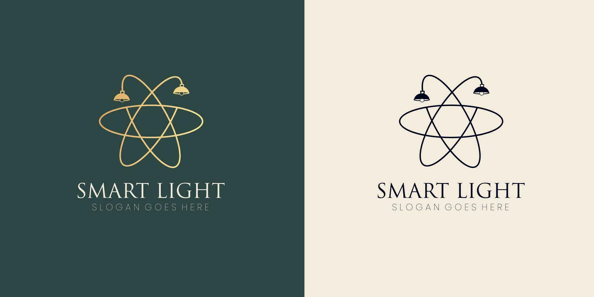 smart house logo icon design element with home and light bulb or lamp design concept Free vector