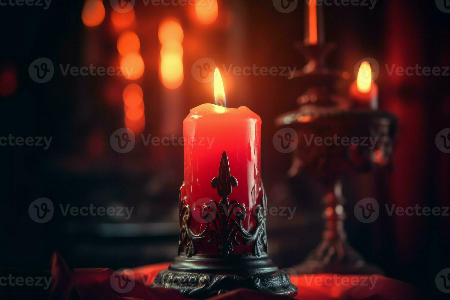 Red candle burn gothic. Generate Ai photo