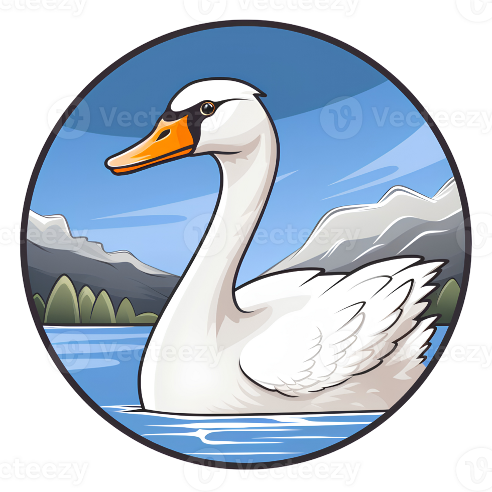 cartoon swan ai generative png