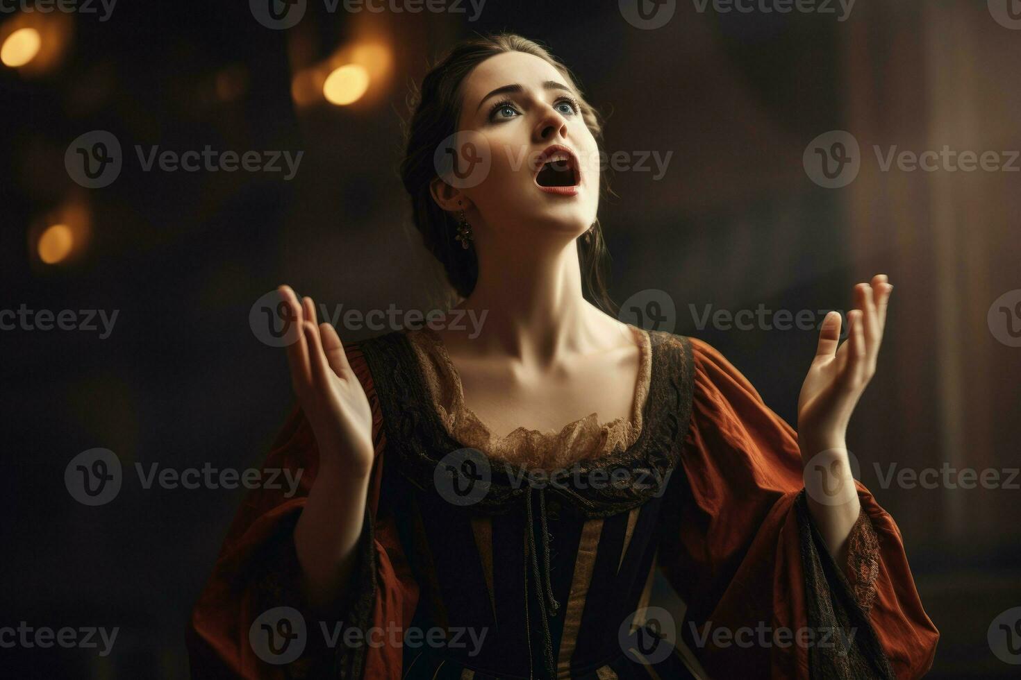 Opera singer female costume. Generate Ai photo