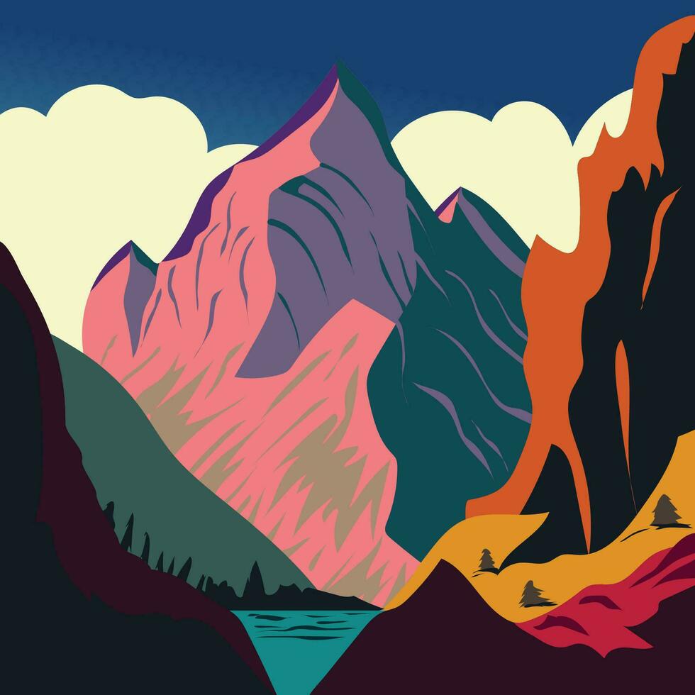 mountain landscape flat design vector