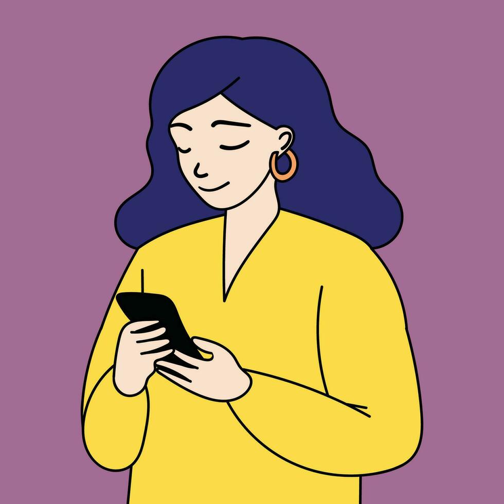 woman character texting flat design vector