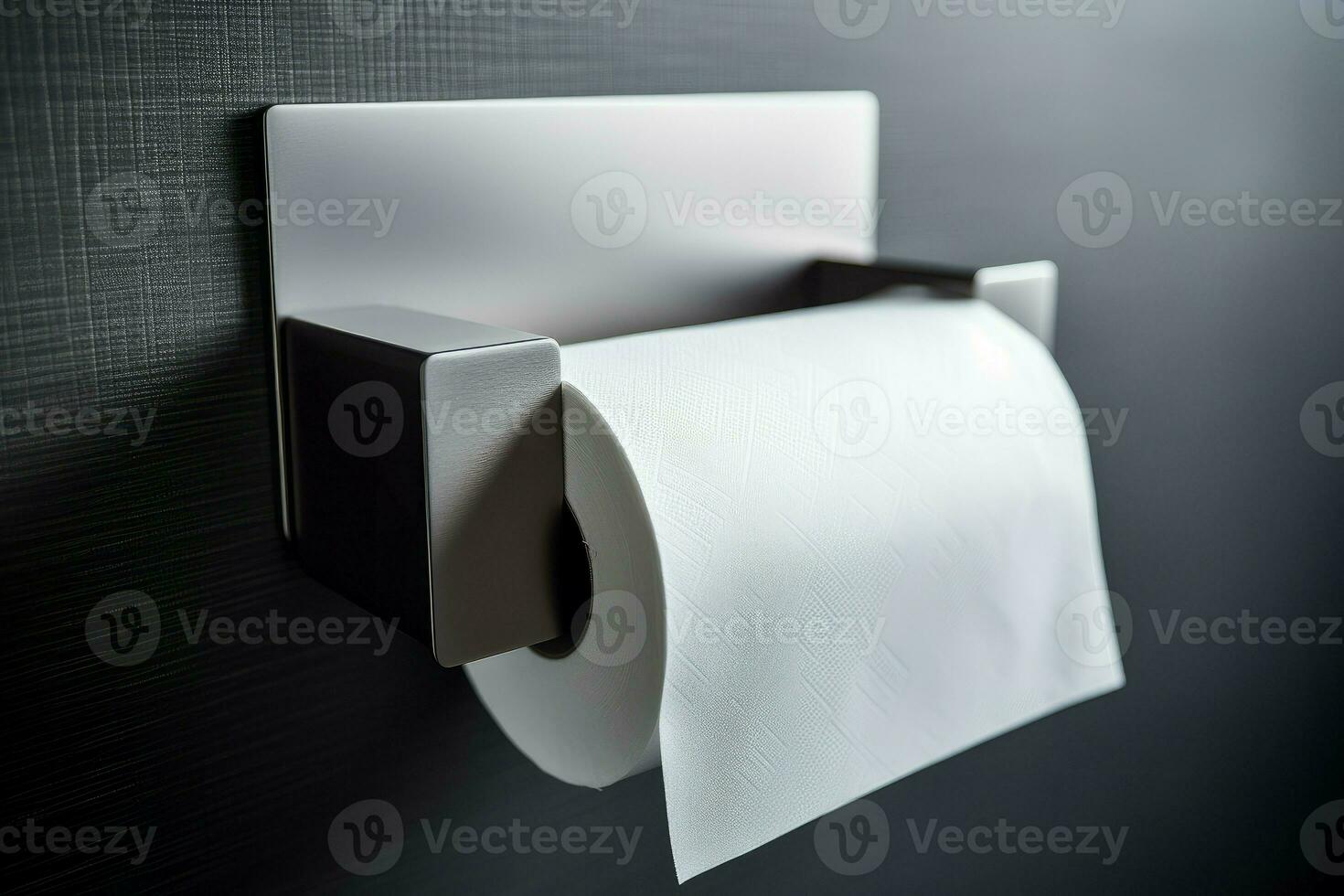 Toilet paper steel holder. Generate Ai photo