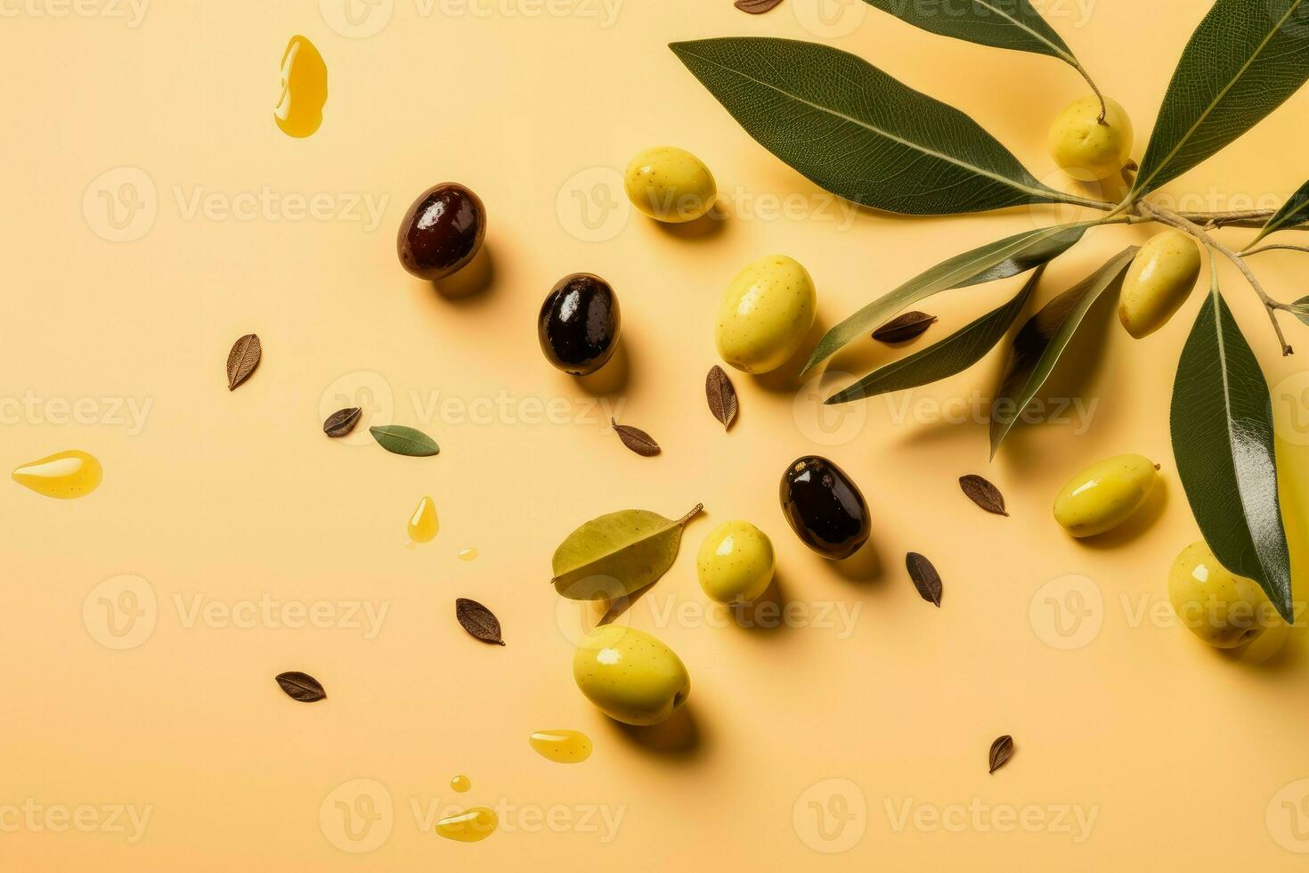 Olives falling. Generate Ai photo