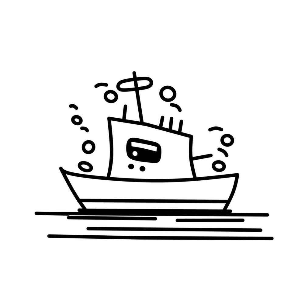 ship line illustration design on a white background vector