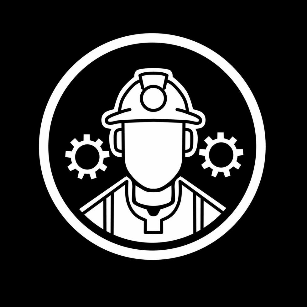 worker theme illustration logo design on black background vector