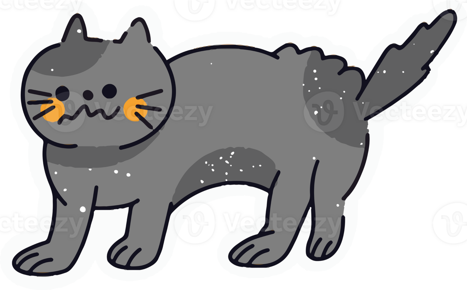 Frightened black cat Halloween sticker, png file no background 28701346 PNG