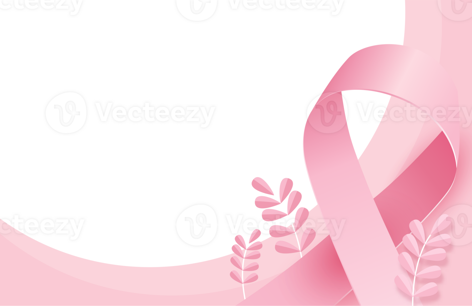 Pink ribbon border design breast cancer awareness background decoration