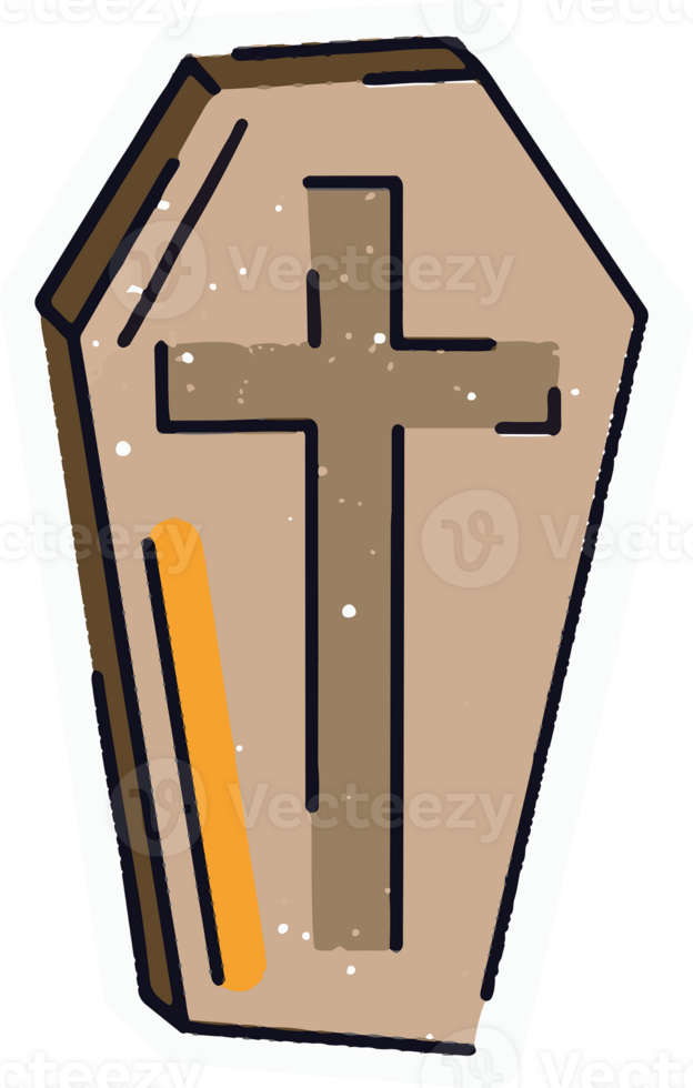 Halloween gravestone with cross sign, png file no background