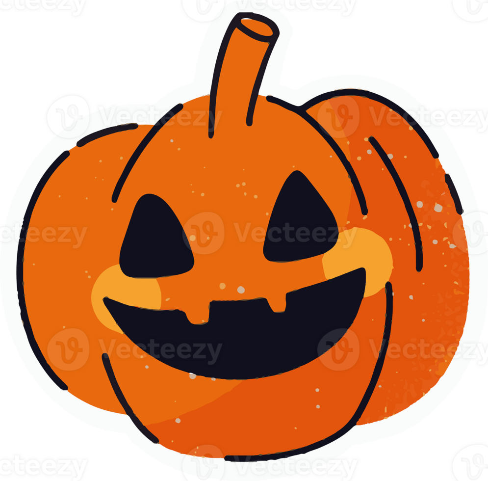 Jack o lantern Halloween pumpkin sticker, png file no background