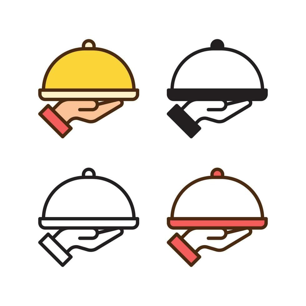food tray icon in 4 style flat, glyph, outline, duotone vector