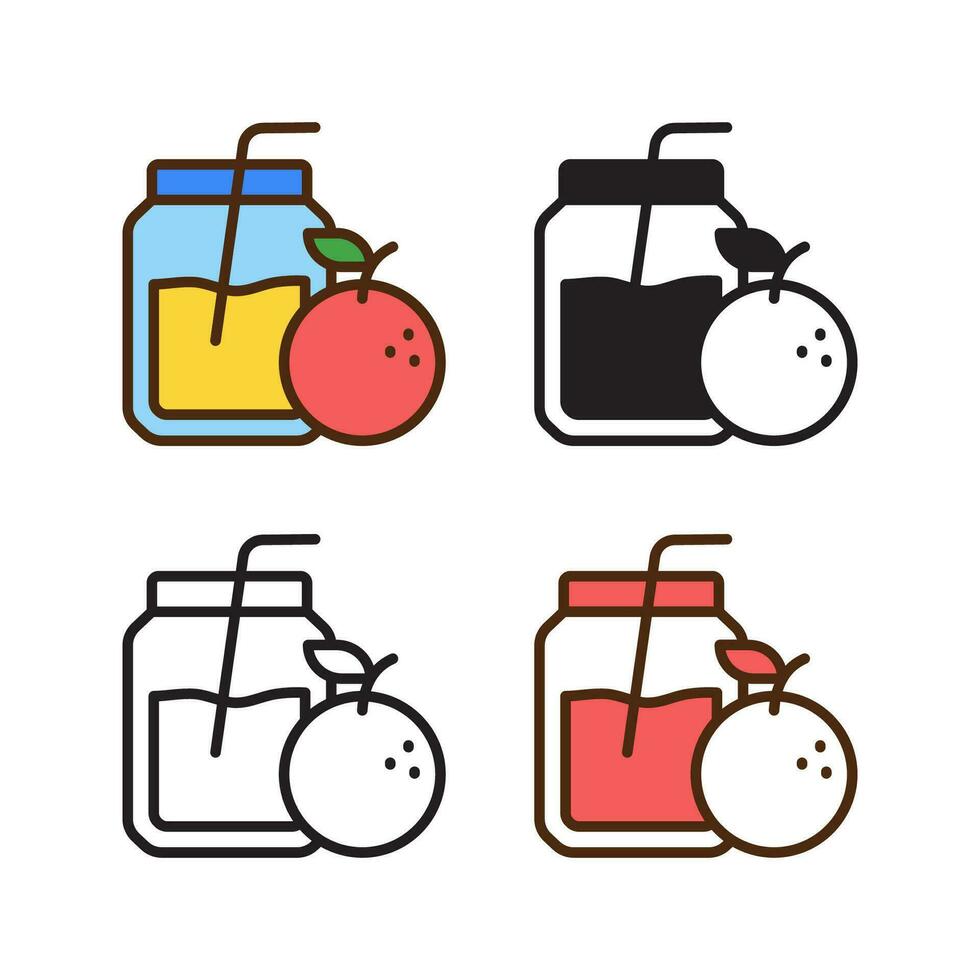 juice drink icon in 4 style flat, glyph, outline, duotone vector
