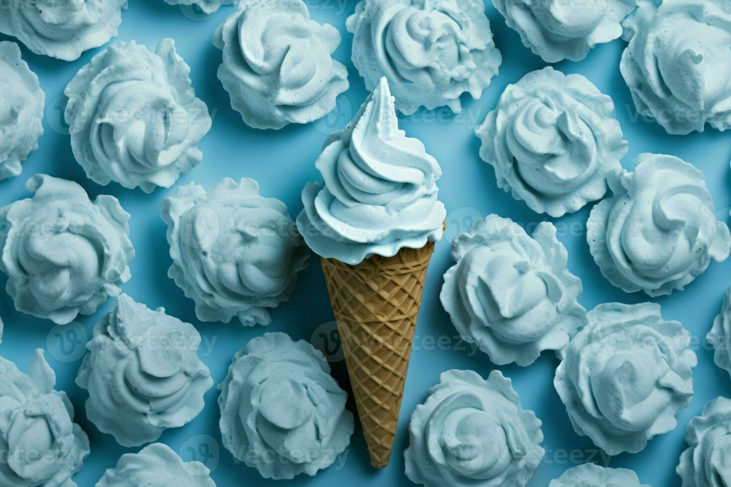 Pattern blue ice cream. Generate Ai photo