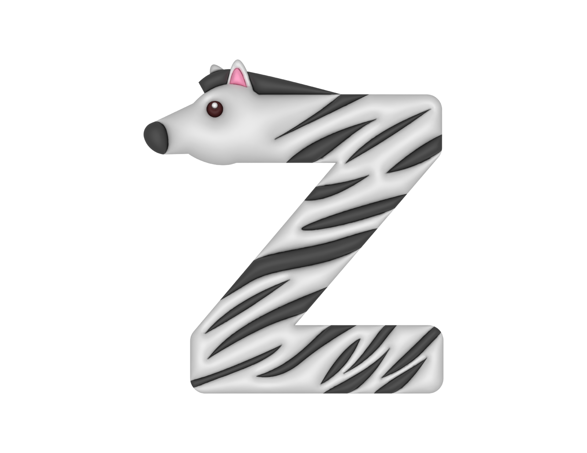 alphabet Z letter Zebra 3d type 28701563 PNG