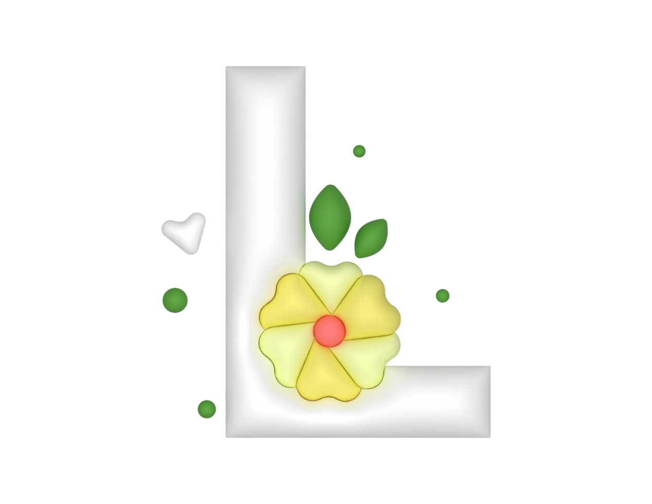flat floral 3d L letter png