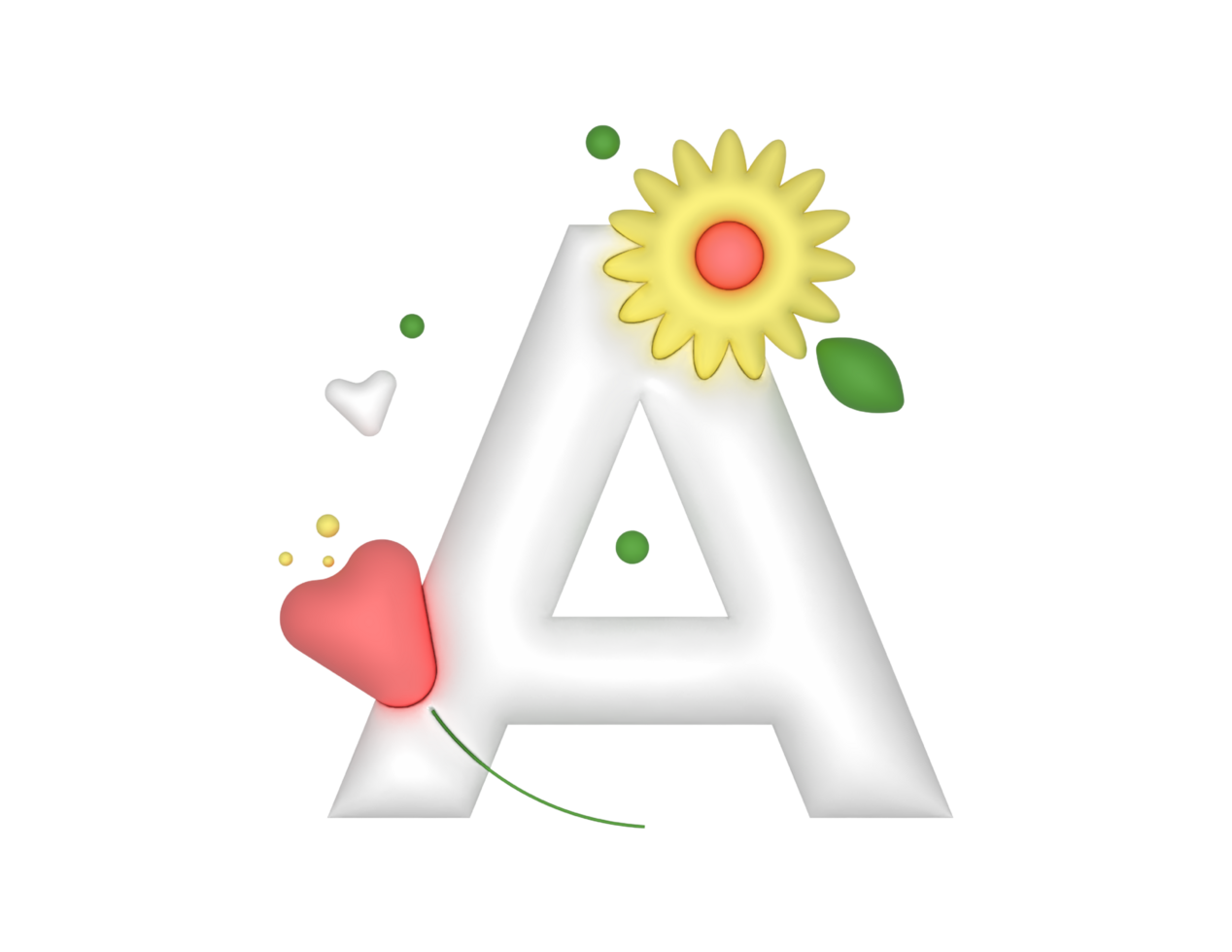 flat floral 3d A letter png