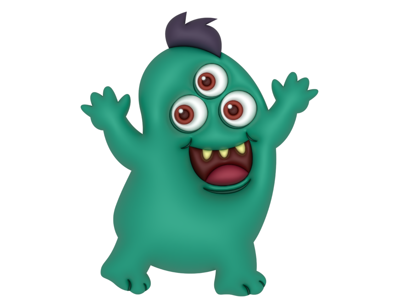 3d happy green monster 28701585 PNG