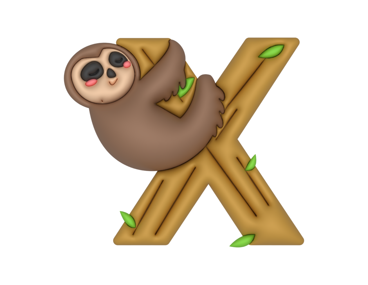 alfabeto X lettera Xenarthra 3d genere png