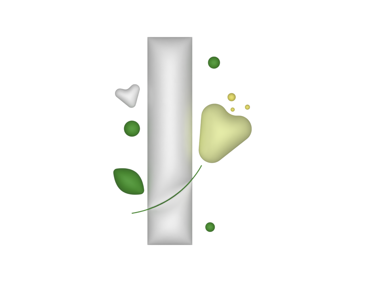 flat floral 3d I letter png