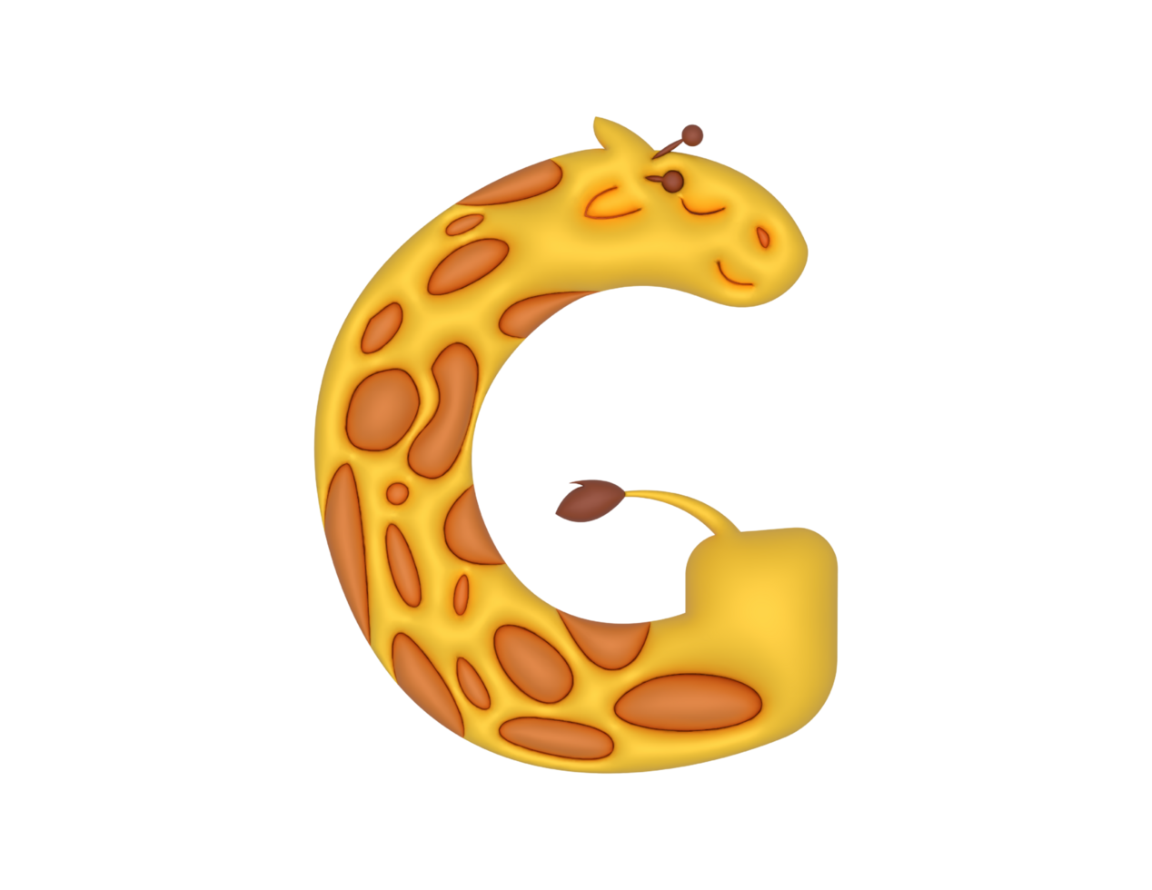 alphabet G letter Giraffe 3d type png