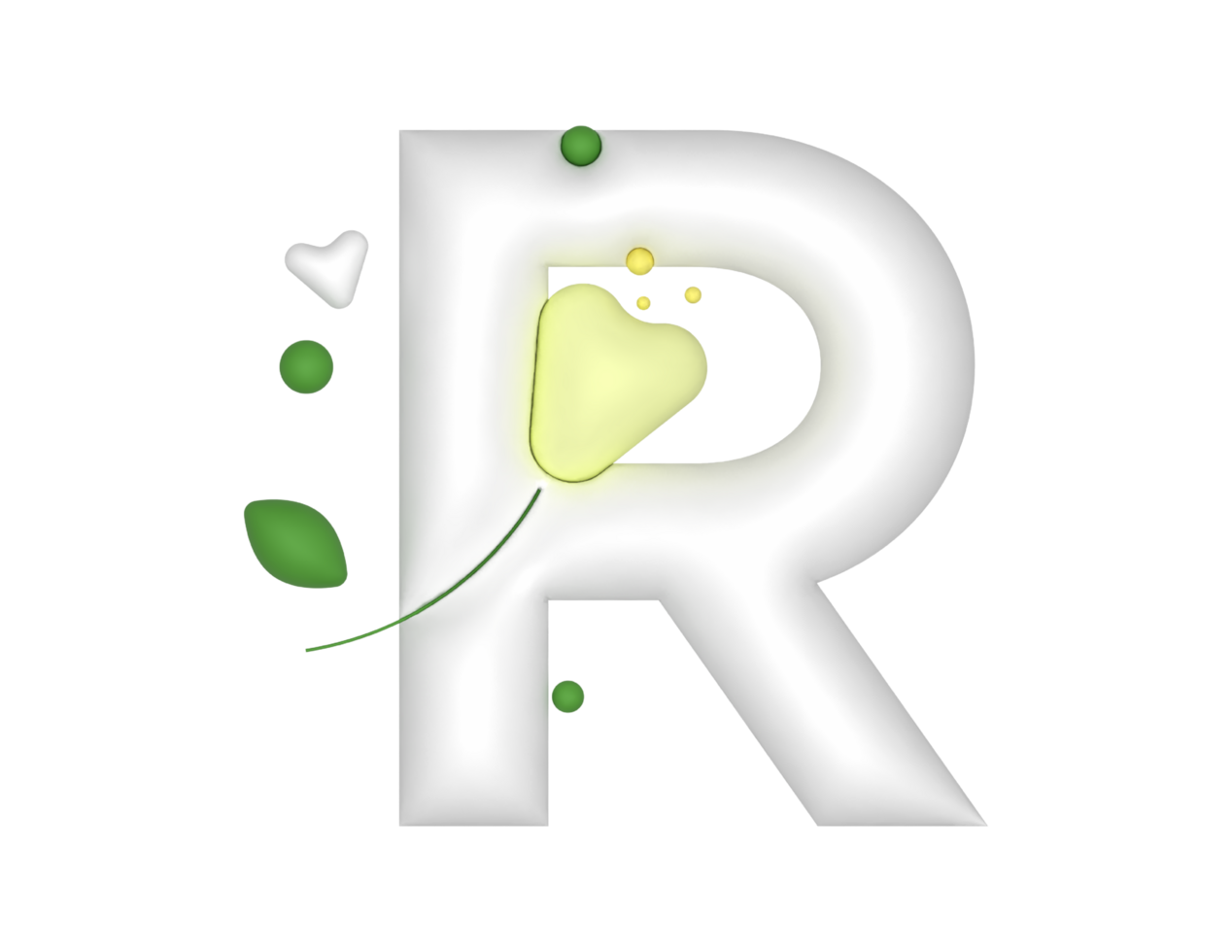 flat floral 3d R letter png