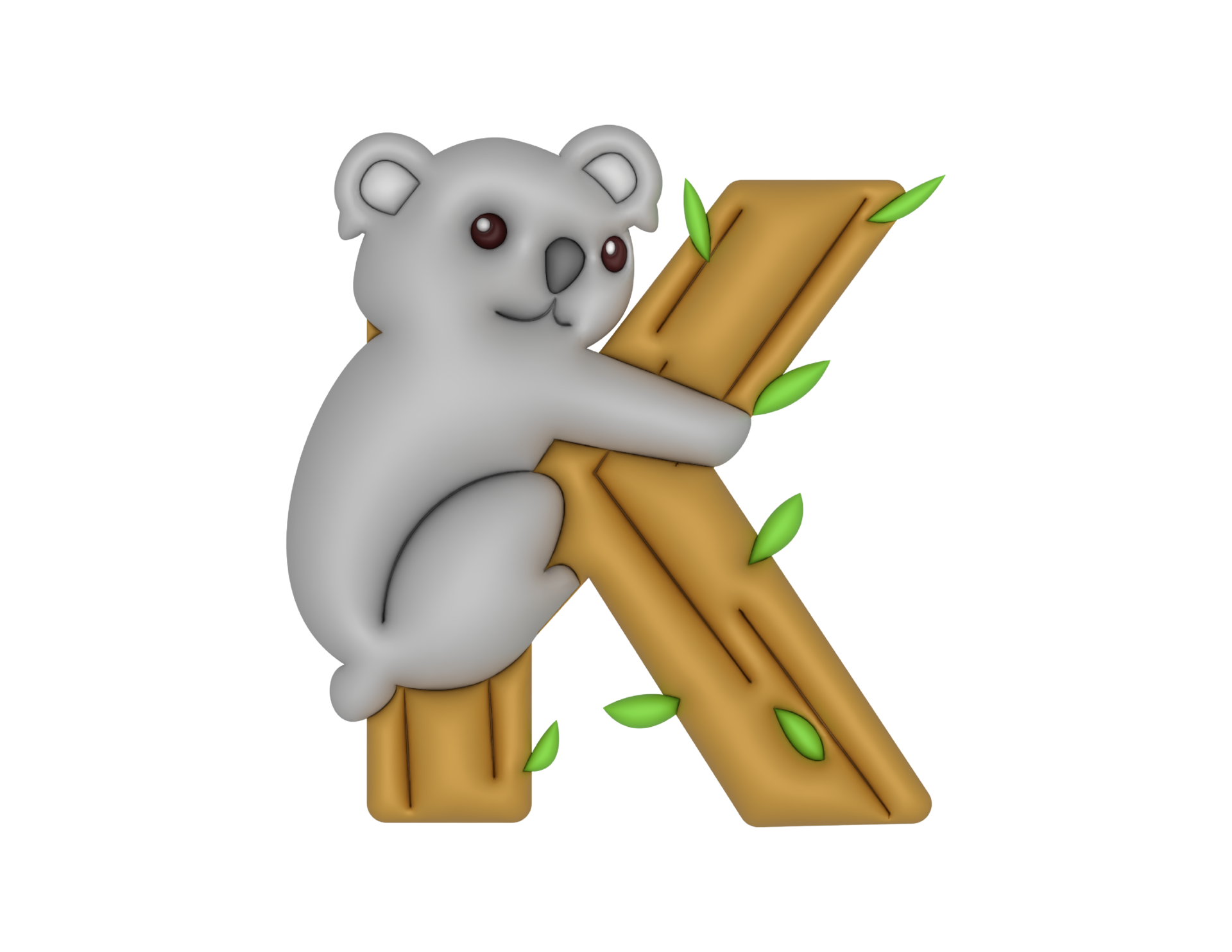 alphabet K letter Koala 3d type 28701649 PNG