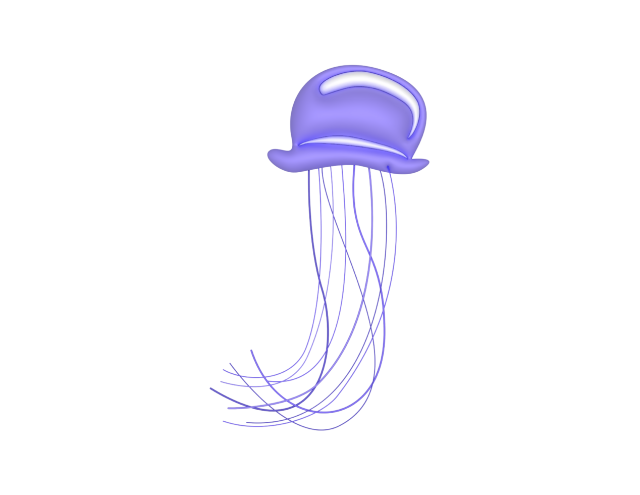 alphabet J letter Jellyfish 3d type png