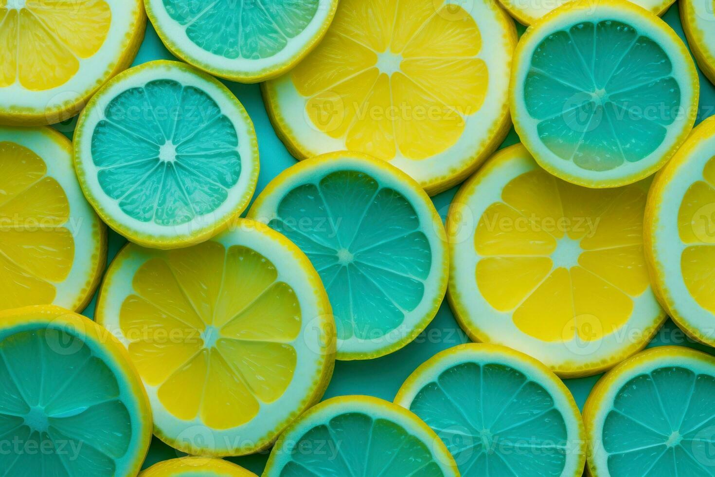 Turquoise lemon fruits background. Generate Ai photo