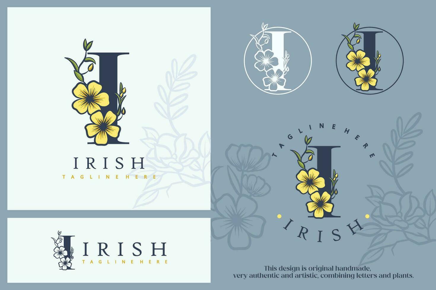 Floral font alphabet. plants and logo fonts. I logo. Laser cut template. Initial monogram letter. Can be used for brand identity. vector