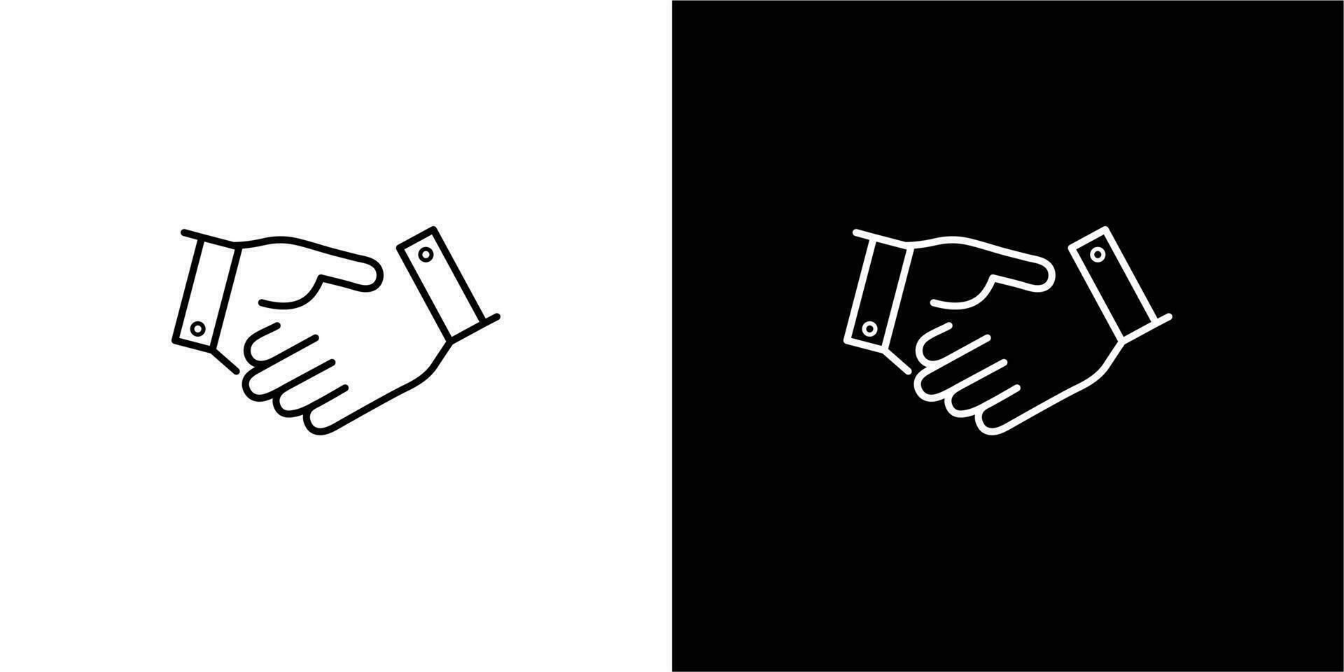 Handshake line icon, linear style pictogram isolated on white and black. Agreement, Shaking hands symbol, logo illustration. Editable stroke vector