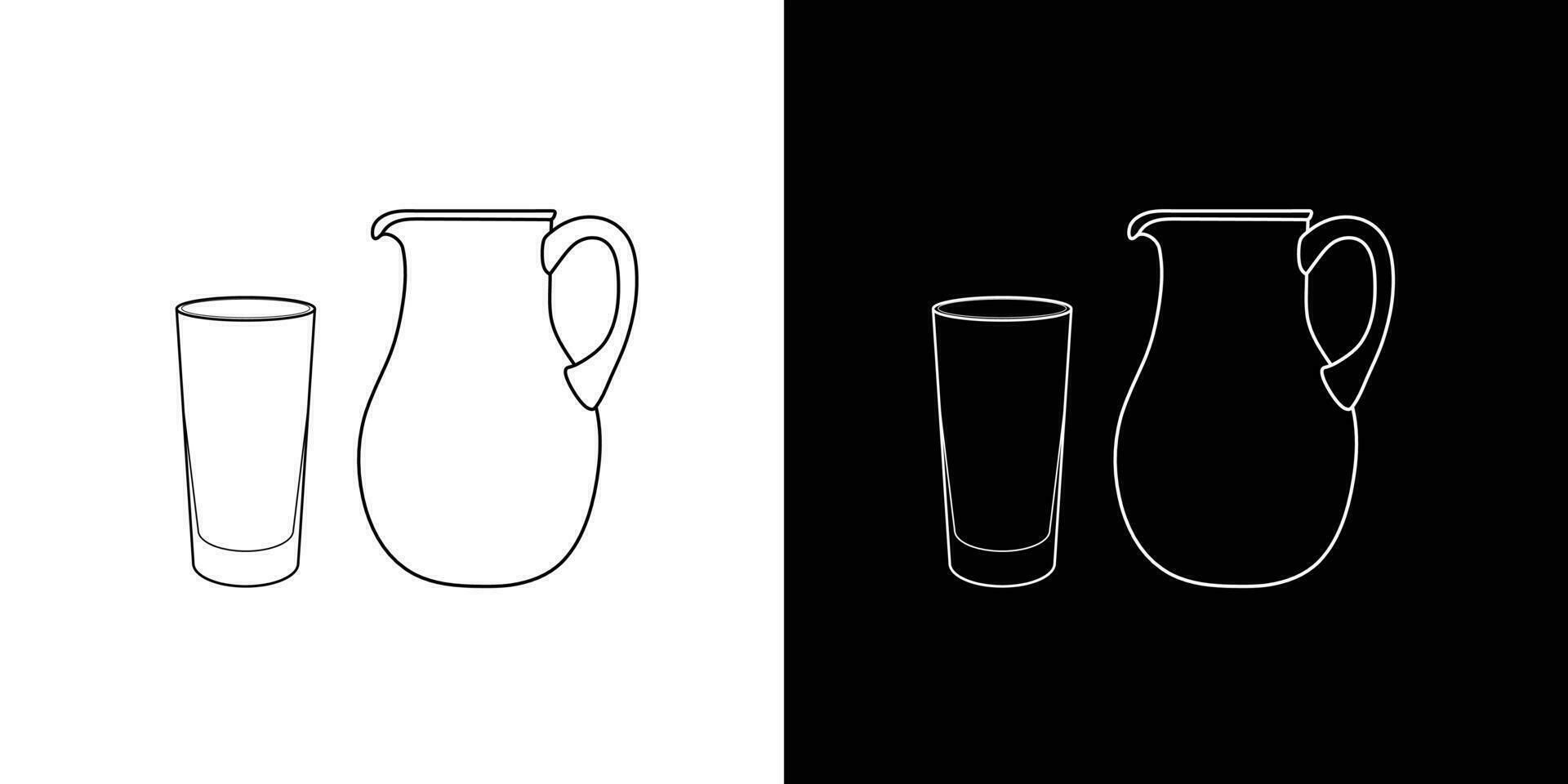 Water Jar and glass. linear icon. Editable stroke vector