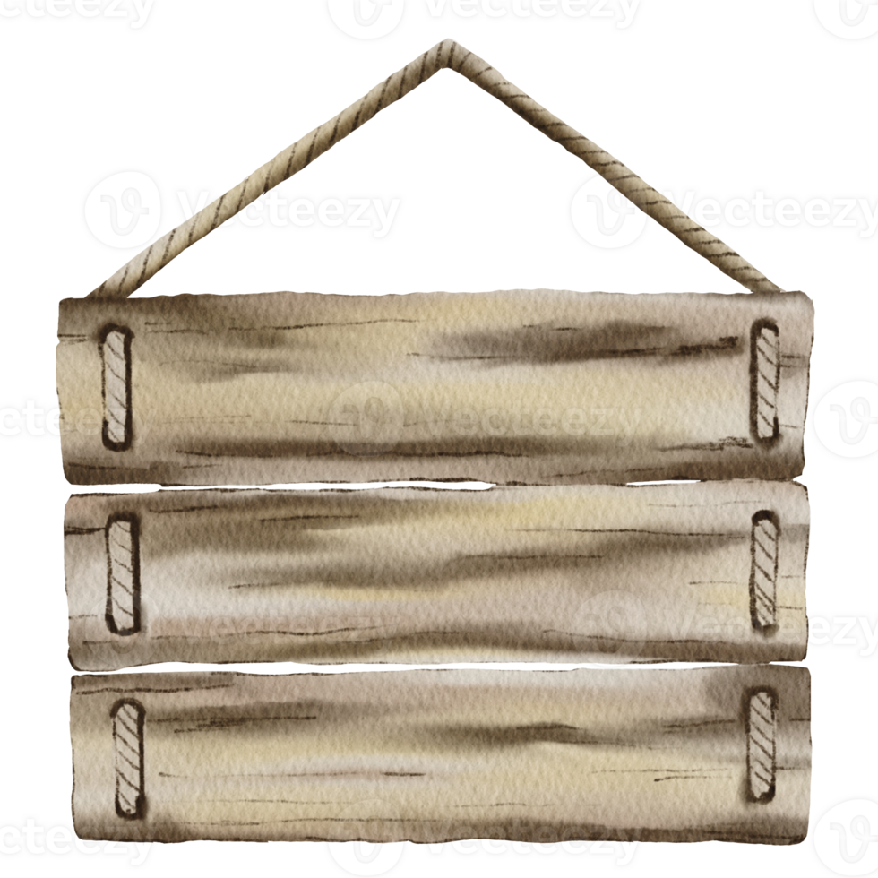 Watercolor Vintage Wooden Sign - Rustic Artistic Illustration with Aged Charm png