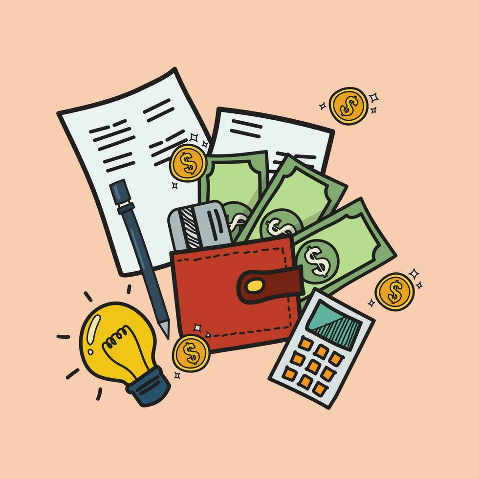 Cost control concept in doodle style vector