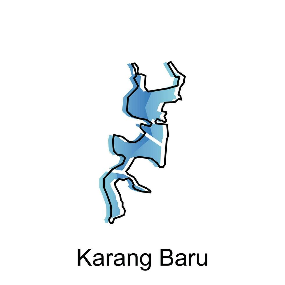 Map City of Karang Baru, World Map International vector template with outline graphic sketch style on white background