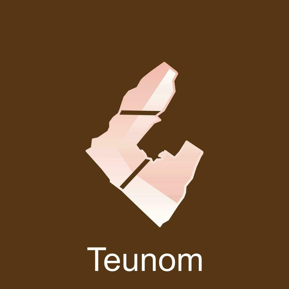 Map City of Teunom, World Map International vector template with outline graphic sketch style on white background
