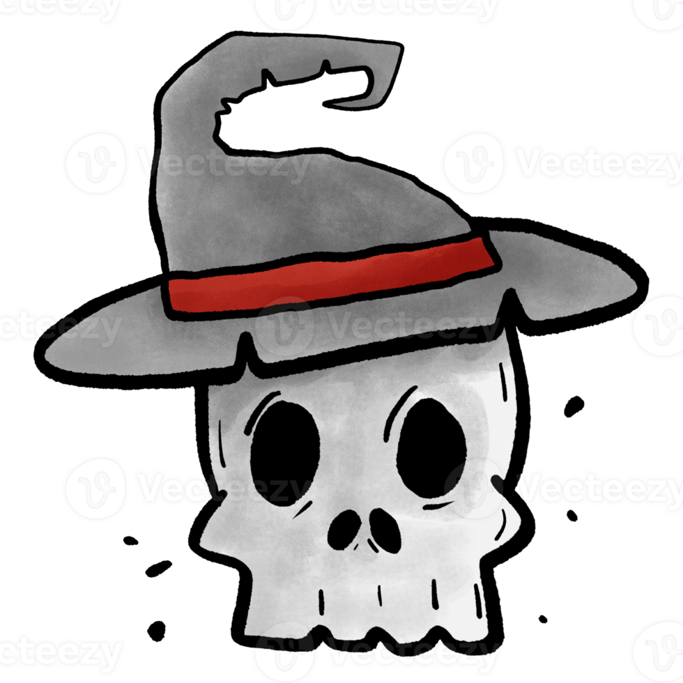 Skull wearing a Halloween hat png