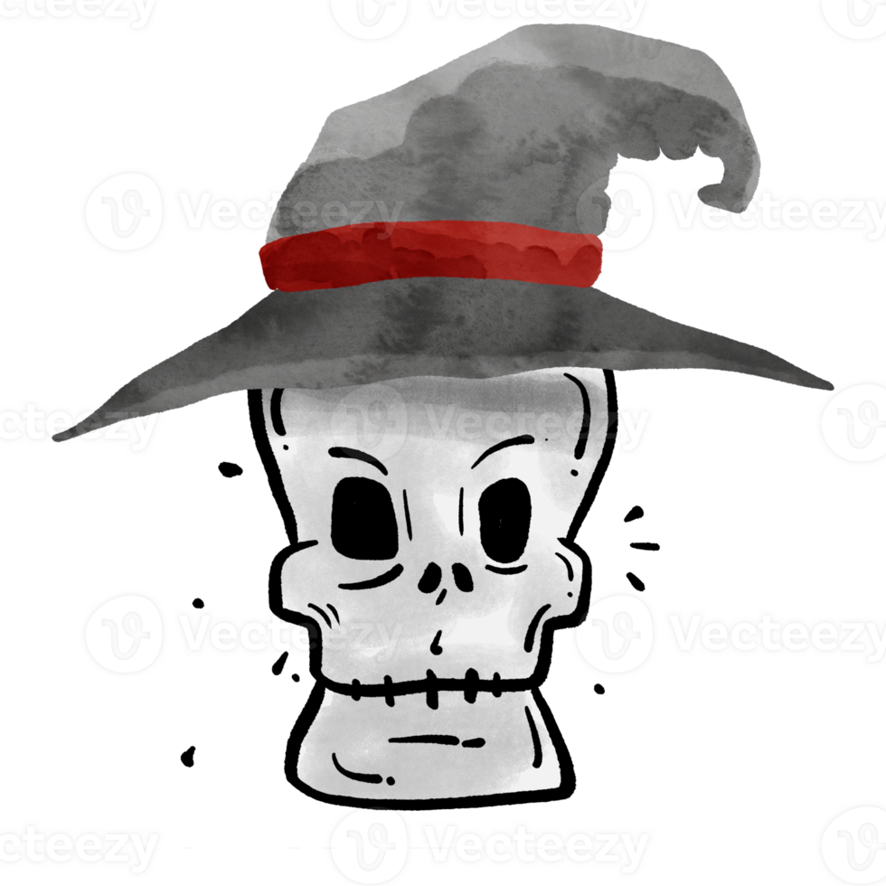 Skull wearing a Halloween hat png