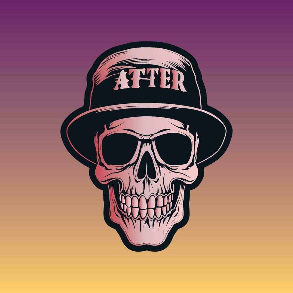 A Mysterious Skull With Hat on Top vector