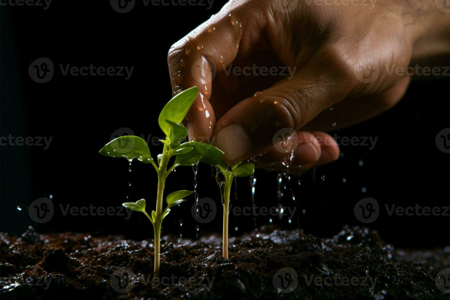 masculino mano siembra para plantando ai generado foto