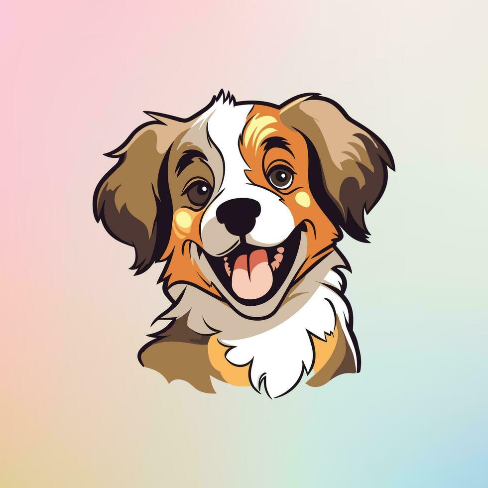 Cheerful Spotted Dog Enjoying a Pastel Sunset vector
