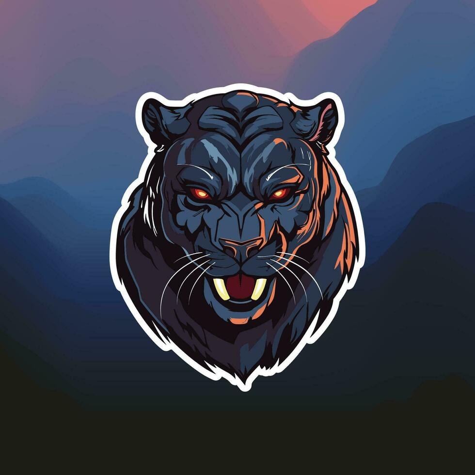 Illustration of a fierce black panther head vector