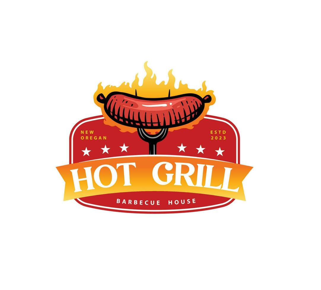 caliente parrilla logo modelo vector